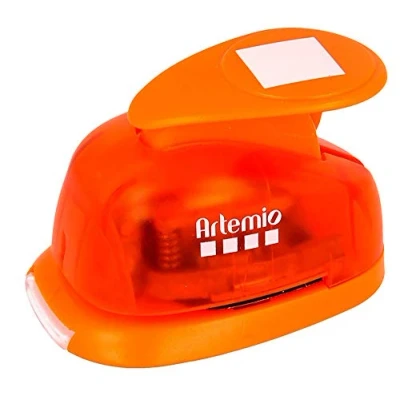 Obrázek Artemio Großer Hebelstanzer, 2,5 cm, quadratisch Nr. 1, Kunststoff, Orange, 12x8,5x5cm (Packaging)
