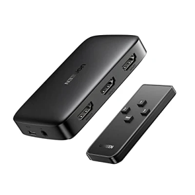 Obrázek UGREEN HDMI 1.4 Switch 4K 3 in 1 Out Splitter Verteiler Fernbedienung Umschalter unterstützt 4K, 3D, HDR für TV Stick, TV, PC, Spielkonsole, Switch, PS5/4, Xbox, Blu Ray Player.