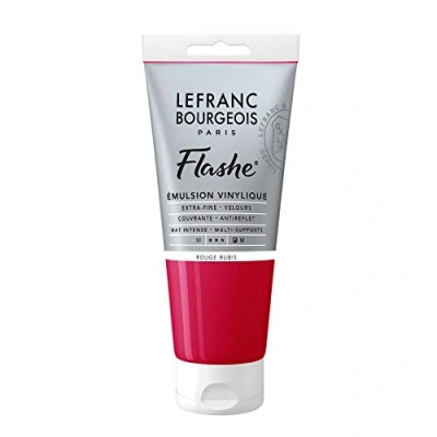 Obrázek Lefranc Bourgeois 300615 Flashe akrylová barva &amp; vinylová barva, vysoce pigmentovaná, elastická, stálá na světle, odolná proti stárnutí, matná, pro vnitřní i venkovní použití, 80ml tuba rubínově červená