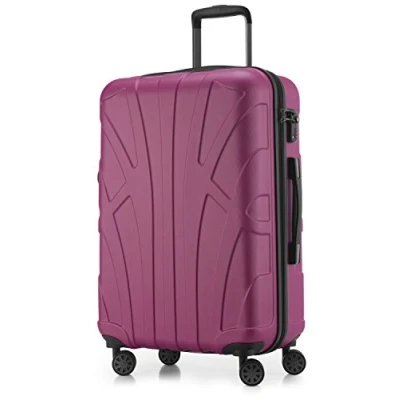 Obrázek suitline Kufr na kolečkách ve 3 velikostech, sada kufrů skořepinový cestovní (55 cm, 66 76 cm) dvojitá kolečka, Magenta,