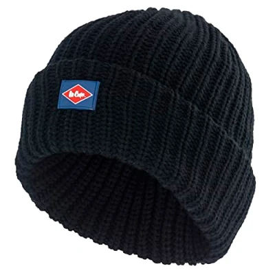 Obrázek Lee Cooper Unisex Chunky gebreide met fleece voering Beanie Hat, černá, jednotná velikost EU
