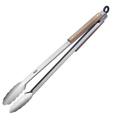 Obrázek Westmark Grilovací kleště + servírovací kleště, s lamelami z ušlechtilé oceli a dřevěnými prvky na rukojetích, délka: 44 cm, nerezová ocel/dřevo, Classic Wood Maxi, stříbrná/hnědá, 16292270