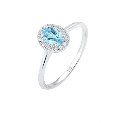 Obrázek Elli DIAMONDS prsten dámský zásnubní topaz s diamantem (0,08 ct.) ze sterlingového stříbra 925, Mincovní stříbro, Diamant