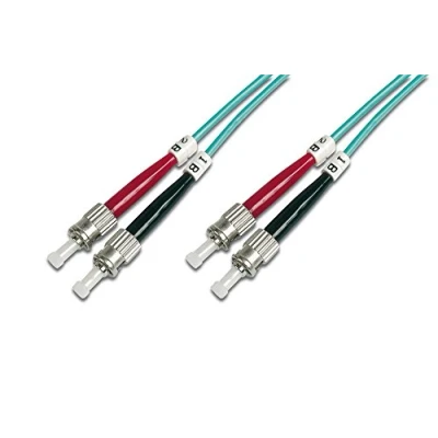 Obrázek DIGITUS DK 2511 03/3 optický kabel OM3 3 m ST na Duplex LWL 1/10/40/100 Gbit/s MM Multimode LAN typ vlákna: 50/125 µ tyrkysová (aqua)