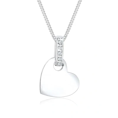 Obrázek Elli Řetízek na krk dámský přívěsek srdce klasický s diamantem (0,05 ct.) ze sterlingového stříbra 925, Smalt, Diamant