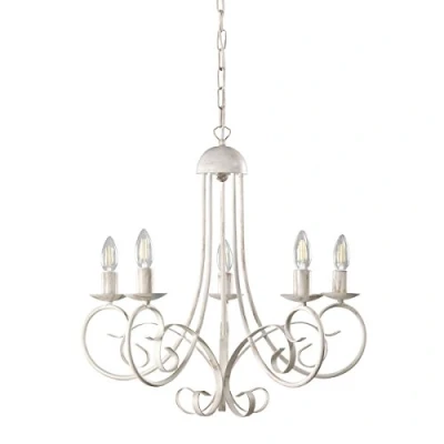 Obrázek ONLI Pompei Kronleuchter 5 flammig klassisch elegant Metallgestell weiß