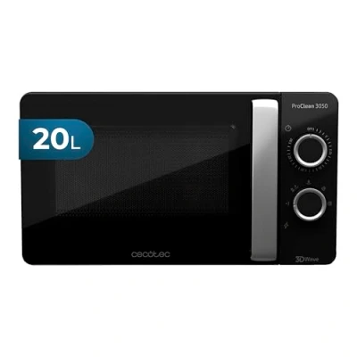 Obrázek Cecotec Microondas ProClean 3050, 20 Liter Kapazität, Ready2Clean Beschichtung, 700 Watt Leistung, 6 Funktionsstufen, 30 Minuten Timer, Auftaumodus, Farbe: Schwarz Silber