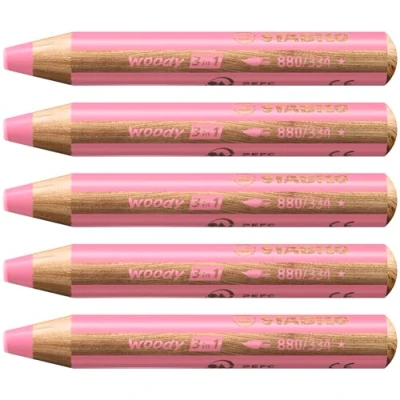 Obrázek Pastelky, vodové barvy a voskovky STABILO woody 3 v 1 balení 5 ks růžová