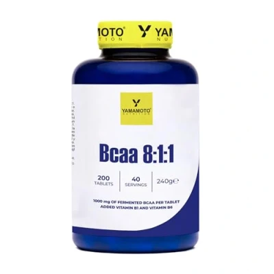 Obrázek YAMAMOTO Nutrition, BCAA 8:1:1 200 Tabletten, Nahrungsergänzungsmittel aus Verzweigtkettigen Aminosäuren mit Vitamin B1 und B6, Supplement für Sportler