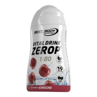 Obrázek Best Body Nutrition Vital Drink ZEROP třešeň, originální nápojový koncentrát sirup bez cukru, 1:80 poskytuje 19 porcí hotového nápoje
