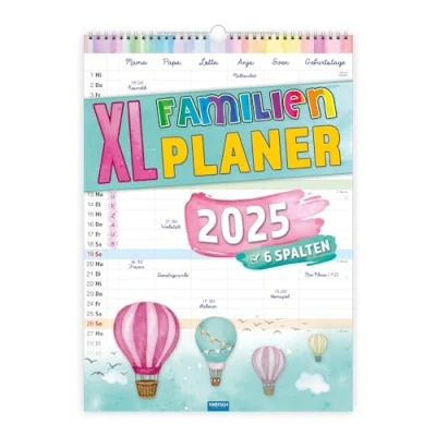 Obrázek Trötsch Großbildkalender XL Familenplaner 2025 mit 6 Spalten: Wandkalender