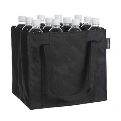 Obrázek Amazon Basics taška na láhev, 12 přihrádek, láhve 0,75 l, černá, jednobarevná