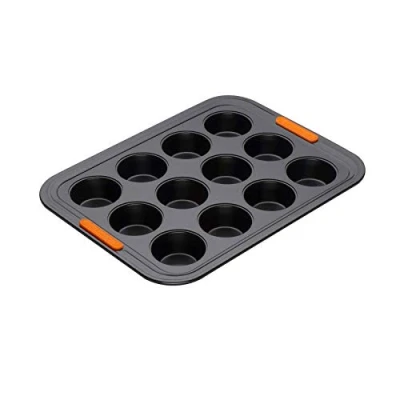 Obrázek Le Creuset Nepřilnavá mini forma na muffiny, pro 12 kusů (Ø 4,5 cm), odolná vůči kvásku, vyrobeno z uhlíkové oceli, antracit/oranžová, 941013000000