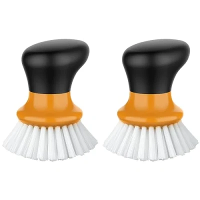Obrázek MR.SIGA kartáč na nádobí s ergonomickou rukojetí, dlaně nádobí, hrnce, pánve čištění kuchyně, pomeranč, 2 kusy