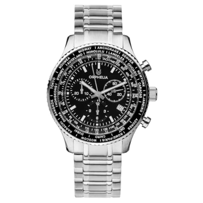Obrázek Orphelia Pánské náramkové hodinky Master Chronograph Quarz, stříbrná/černá, Náramek