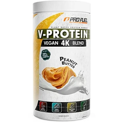 Obrázek Veganský proteinový prášek arašídové máslo V PROTEIN 4K Blend Neuvěřitelně chutné a krémové 750 g Ze slunečnice, sóji, konopných semen dýňových semínek Rostlinný se 78 %