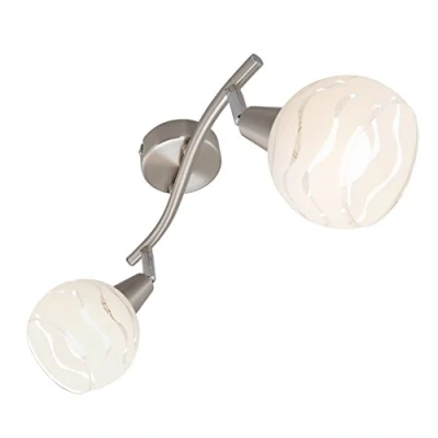Obrázek Briloner stropní svítidlo, svítidlo 2 otočná a bodová světla, skvělý skleněný potisk, kov, matný nikl, max. 40 W, 28,5 x 9,7 13 cm