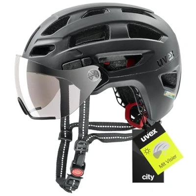 Obrázek uvex Finale Visor bezpečná City helma pro dámy a pány kategorie filtru 1 vč. LED světla černá matná 56 61 cm