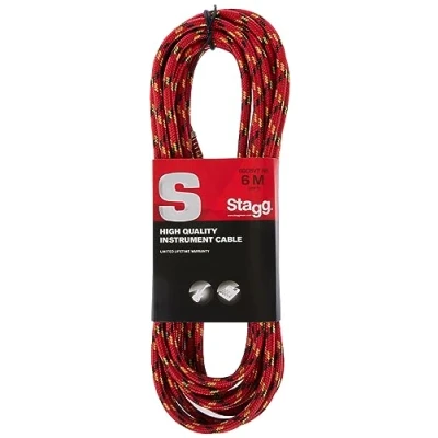 Obrázek Kabel na nástroje, vintage Tvídový červený, 6 m