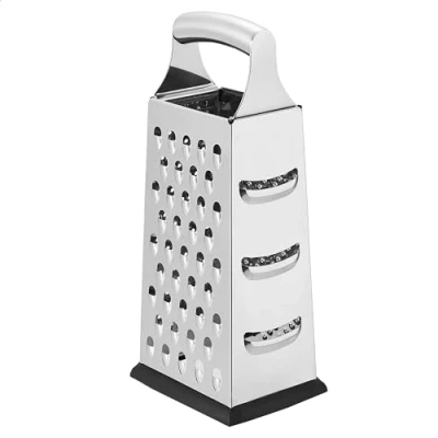 Obrázek Amazon Basics Robustní čtvercové struhadlo na sýr z ušlechtilé oceli, s protiskluzovým dnem, 22,9 cm, černé (dříve značka AmazonCommercial)