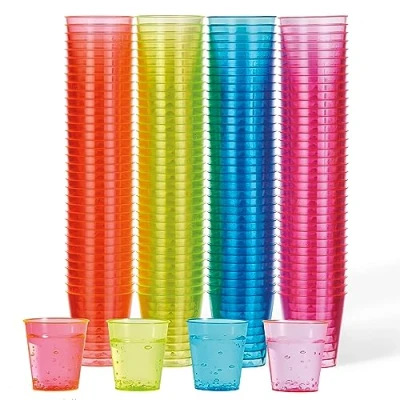 Obrázek MATANA 150 pestrých skleniček na pálenku, plastové skleničky focení, 3 cl stabilní a opakovaně použitelné kelímky pálenky, Pinnchi, fotografické hrnky