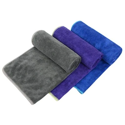Obrázek VIVOTE Ručníky z mikrovlákna, sportovní ručník, super absorpční, rychleschnoucí, fitness perfektní gymnastický plážový ručník a cestovní 35 cm x 75 cm, 3 kusy (šedá + modrá fialová)