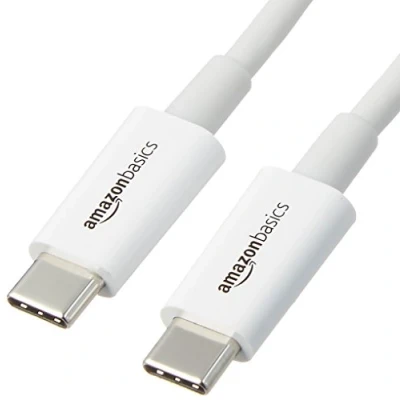 Obrázek Amazon Basics Rychlonabíjecí kabel, USB C na 2. 0, 480 MBit/s, certifikace IF, pro Apple iPhone 15, iPad, Samsung Galaxy, tablety, laptopy, 2,7 m, bílý