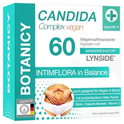 Obrázek BOTANICY Candida Complex 60 kapslí u albicans vitamín C, biotin, probiotická kvasinková houba, kyselina kaprylová, grapefruit a extrakt z česneku