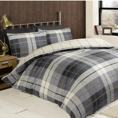 Obrázek Lomond, kariert, Baumwollflanell Thermo Bettdecke für Einzelbett, Blau/Grau
