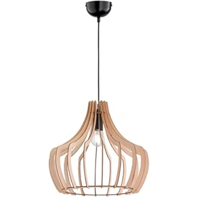 Obrázek Reality Leuchten R30253830 Wood A++ to E, závěsné svítidlo, dřevo, E27, barvy dřeva/černá, 44 x 150 cm