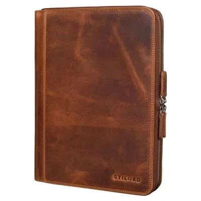 Obrázek STILORD Kožené desky na dokumenty &#039;Ferris&#039; Vintage Perfektní do práce, kanceláře &amp; Meetings konferenční XL 13,3 palců MacBook, Kara Cognac, Aktovka