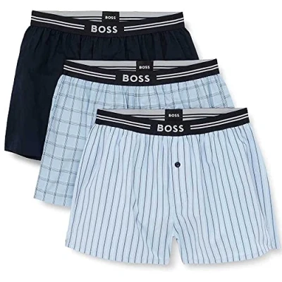 Obrázek BOSS 3 PACK Široké boxerky, Muži, Velikost: Small, Open blue