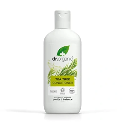 Obrázek Dr. Organic Kondicionér čajovníku, čisticí, mastné kořeny a pokožka hlavy, pánská, dámská, přírodní, veganská, bez pokusů na zvířatech, parabenů SLS, certifikovaná biologická, 265 ml
