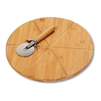 Obrázek Kesper 58462 Talíř na pizzu s kráječem pizzu, bambus certifikovaný FSC, rozměry: ø 32 cm, tloušťka: 1,5 cm