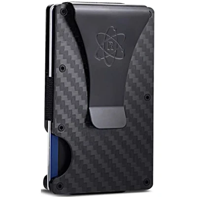 Obrázek ROSSM Geldbörse Herren mit RFID Schutz Kartenetui aus Kohlefaser und Metall Geldklammer Gummiband Geldbeutel Slim Wallet for Men