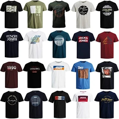 Obrázek JACK &amp; JONES Pánské tričko 3 ks 6 9 mix balení kulatý výstřih bavlněný mix, vícebarevné