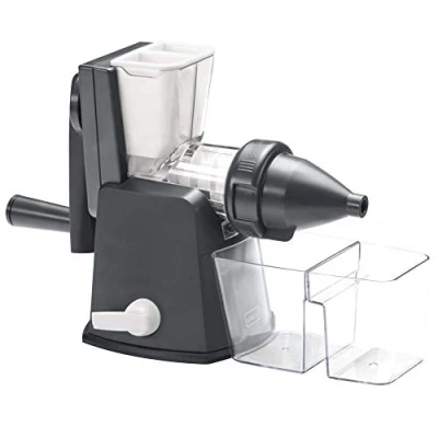 Obrázek Lurch 200510 &quot;Base&amp;Soul&quot; Slow Juicer / manuální odšťavňovač za studena na pšeničnou trávu, zeleninu a ovoce pomocí kliky, šedá/bílá