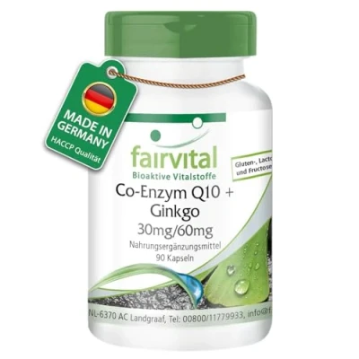 Obrázek Fairvital Koenzym Q10 + Ginkgo Biloba extrakt 90 kapslí vysoké dávky CoQ10 Ubichinon VEGAN