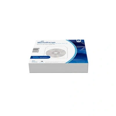 Obrázek MediaRange Paper Sleeves for 1 Disc, Mini CD R and DVD R, with Flap Window, White, Pack 50