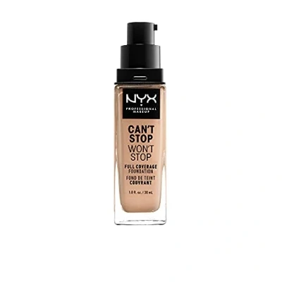 Obrázek NYX Professional Makeup Can&#039;t Stop Won&#039;t Full Coverage Foundation, dlouhotrvající, voděodolný, veganská receptura, matovaná pleť, barevný odstín: přírodní