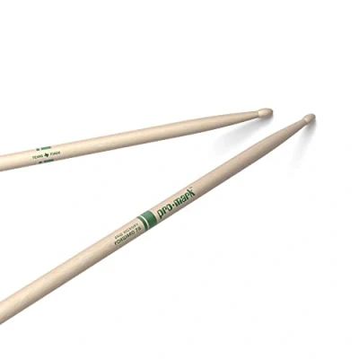 Obrázek ProMark Drumsticks bicí tyčinky klasické dopředu 7A Drum Sticks oválná dřevěná špička Raw Hickory dřevo 1 pár