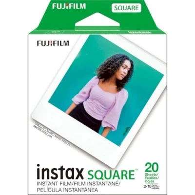 Obrázek Fujifilm Instax Square Twin Pack Film 20 Exposures Ohrstöpsel 5 Centimeters Schwarz (Black)