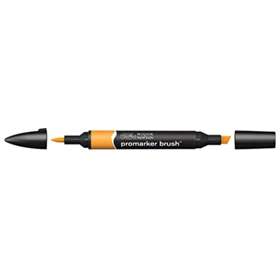 Obrázek Winsor &amp; Newton 0204195 BrushMarker (pro kresby, kaligrafii, design a rozložení, kreslení bez šmouh s klínem špičkou štětce) jantar