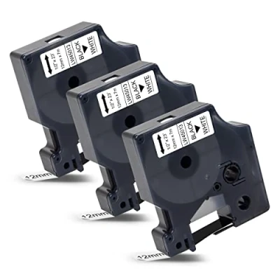 Obrázek 3x Labelwell kompatibilní pro Dymo D1 45013 45013s S0720530 černá na bílé páska etiketách 12mm x 7m LabelManager 160 210D 360D 280 420P 500TS PNP Labelpoint 250 100 150 writer