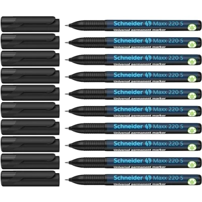 Obrázek Schneider Maxx 220 S univerzální zvýrazňovač (permanentní, Cap Off Ink, 0,4 mm) balení 10 ks černá