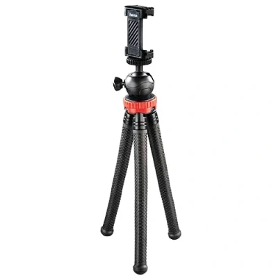Obrázek Hama Stativ Flexpro (pro smartphone, GoPro a kamery, s kloubovými nohami, výška 27 cm) černá/červená