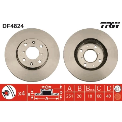 Obrázek Brzdový kotouč TRW DF4824