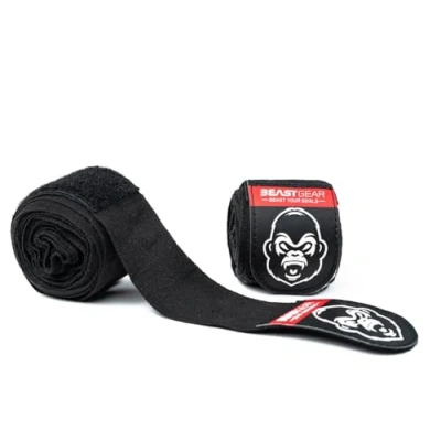 Obrázek Beast Gear bandáže na zápěstí pro box, kickbox, MMA Boxing Gloves boxerské bandáž k použití s nebo bez boxerských rukavic muže, ženy 4,5 m černá