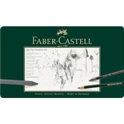 Obrázek FABER CASTELL 112974 Pitt Graphite sada v kovovém pouzdře, velká, 26dílná