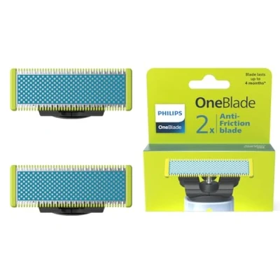 Obrázek Philips Čepele OneBlade First Shave vhodné pro všechny modely a Pro, obzvlášť citlivou pokožku na obličeji, originál od Philips, balení po 2 kusech (model QP225/50)